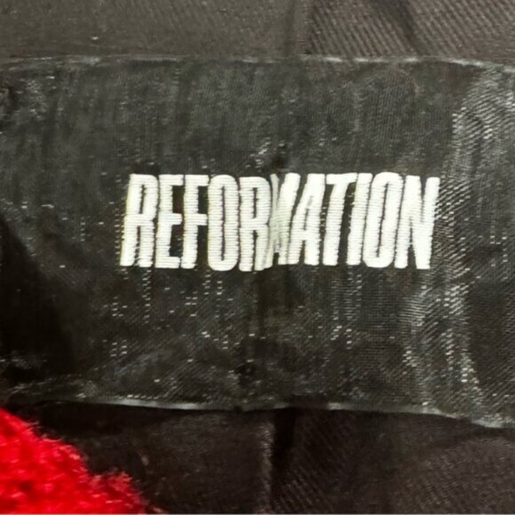 Reformation Red Teddy Sherpa Lightweight Coat Jacket Midi Soft Cozy Straight XS - Picture 9 of 14